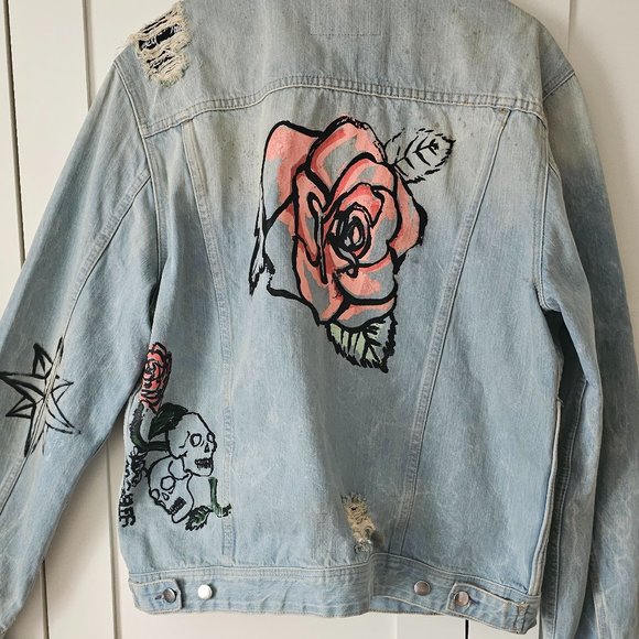 Guess Dillon Graffiti denim jacket XL - Picture 1 of 2